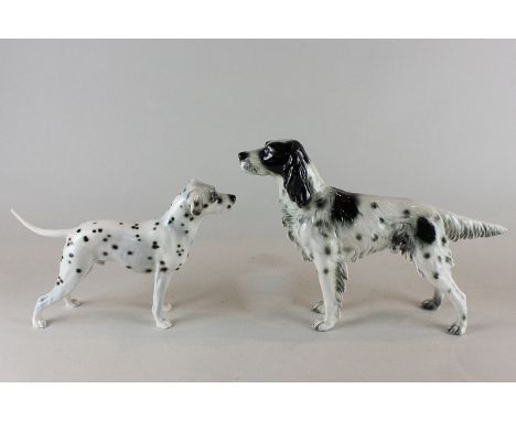 Goebel, two porcelain models of dogs, a setter and a Dalmatian