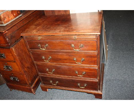 A small George III style mahogany chest with brushing slide above four long drawers on bracket feet, 60cm