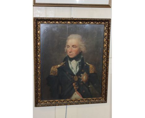 After Abbott, coloured print, a portrait of Admiral Lord Nelson, 48cm by 40cm