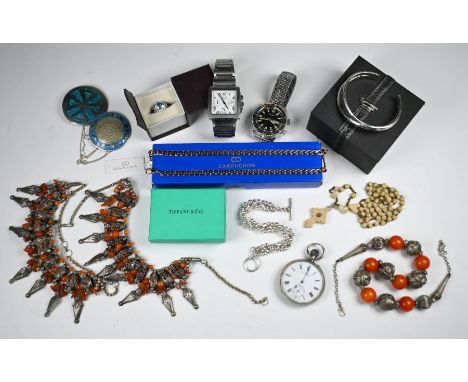 Mixed modern jewellery including Camerer Kuss &amp; Co pocket watch, Amadeus chronograph quartz wristwatch, Seiko quartz wris