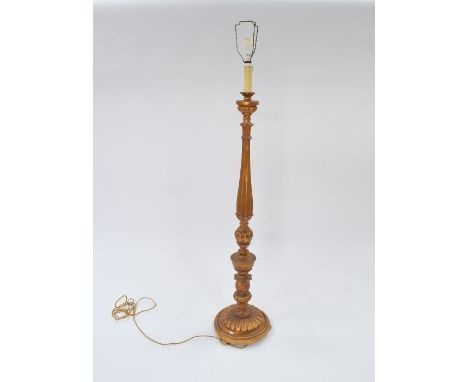 A vintage Italian style giltwood torchere standard lamp base, approx. 140 cm h (plus lamp fittings) - a/f