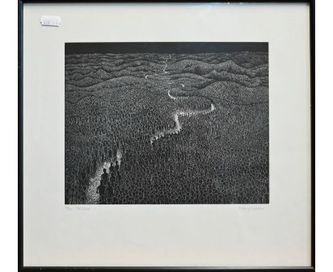 After Hilary Paynter (British b 1943) - 'The Wall', limited edition print 51/100, pencil signed to lower margin, 32 x 35 cm