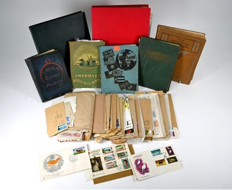 Seven albums containing a collection of Victorian and later British, Empire and foreign postage stamps, first day and other c