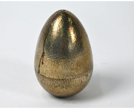 Stuart Devlin - silver gilt 'surprise' egg enclosing a plant with pearl berries, surmounted by a gilt butterfly, London 1980,