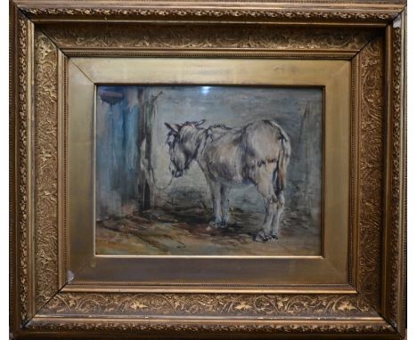 Robert Alexander ARSA (Scottish, 1840-1923) - 'A Sketch' Donkey in a stable, watercolour, signed and dated 1883 lower left, a