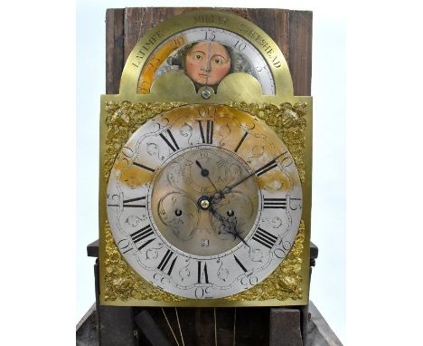 Latimer &amp; Miller, Gateshead, a late 18th/19th century oak longcase clock, the 8-day movement with arched brass dial incor