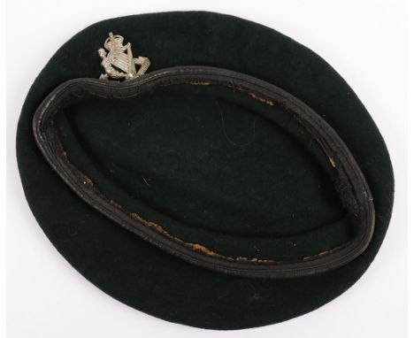 North Irish Horse Beret: Green beret with leather band and Kings crown white metal cap badge to front. 