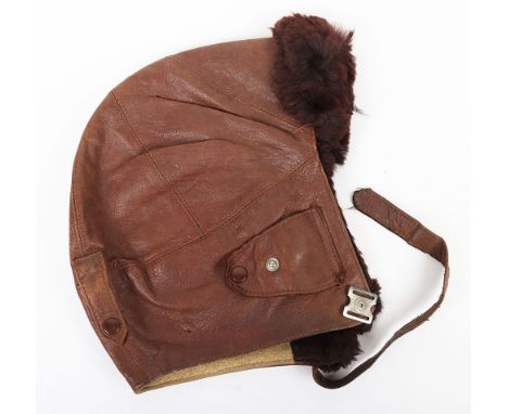 Great War Style Short Mk1 Style Flying Helmet: Light brown leather helmet with partial fur and chamois lining. Complete with 