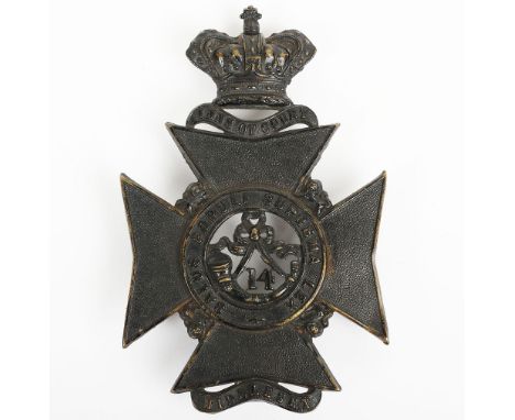 Victorian 14th (Inns of Court) Middlesex Rifle Volunteer Corps Helmet Plate, fine blackened brass plate in the form of Maltes