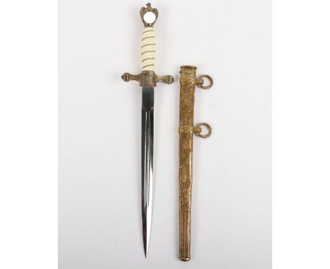 WW2 German Kriegsmarine Officers Dress Dagger by Carl Eickhorn, Solingen, being a late war type with gilded zinc pommel and c