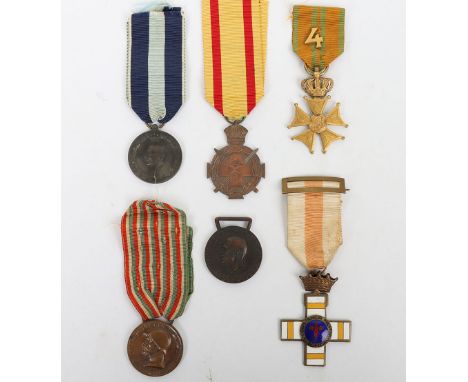 Grouping of European Military Medals, including Spanish enamel long service cross medal with ribbon, Italian Fascist Africa c