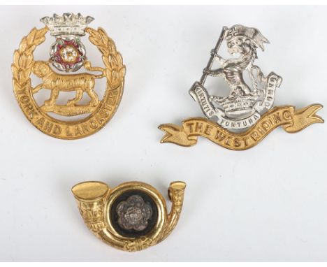 3x British Officers Cap Badges, being silver gilt examples for West Riding Regiment, York & Lancaster regiment and Kings Own 