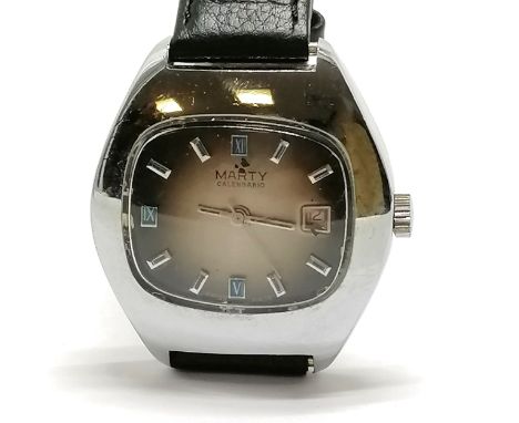 Vintage Marty Calendario stainless steel cased (40mm across) watch - running BUT WE CANNOT GUARANTEE THE TIMEKEEPING OR RUNNI