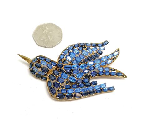 Large vintage Czechoslovakian bluebird brooch - 9cm across &amp; no obvious damage 
