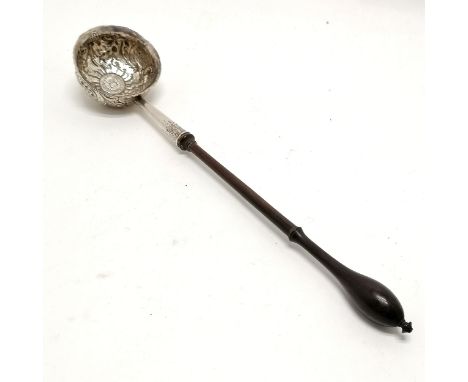 Antique unmarked silver toddy ladle set with Mexico 1743 Philip (Felipe) V 1 real coin (with Mo = Mexican mint mintmark) with