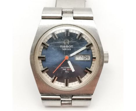 Tissot automatic PR516 GL wristwatch with original steel bracelet (34mm case) - marks to plexi glass and signs of wear and ru