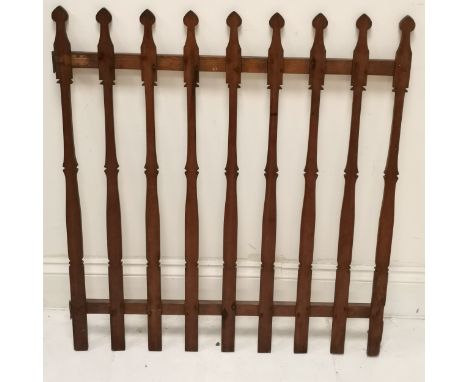 Pitch pine wooden gate with carved balustrades - 86cm wide x 94cm high 