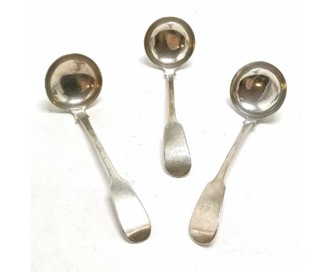 3 x 1837 silver ladles by Mackay &amp; Chisholm - 16cm long &amp; weight (3) 91g ~ 1 has old repair to handle 