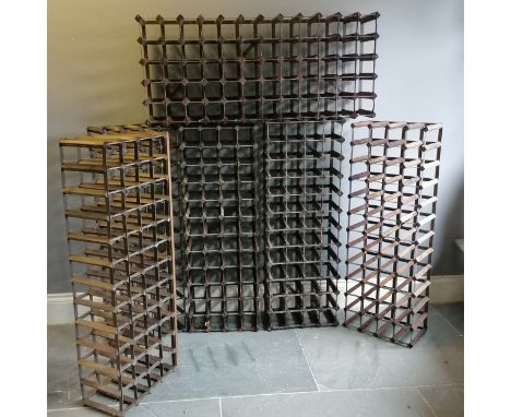 6 Vintage wine racks to hold 48 bottles per rack, 42cm x 120cm, in used condition. 