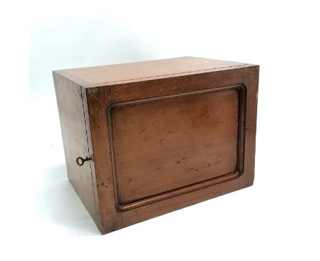 Antique mahogany small box / wall cabinet with reconfigured interior shelf and upward opening door &amp; original key - 30cm 