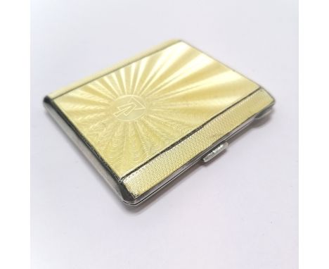 1933 Art Deco silver &amp; enamel cigarettes case by William Neale &amp; Son Ltd - 8.2cm x 7cm &amp; 105g total weight ~ chip