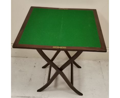 Antique mahogany folding card table, 61cm square, 65cm high in good used condition. 