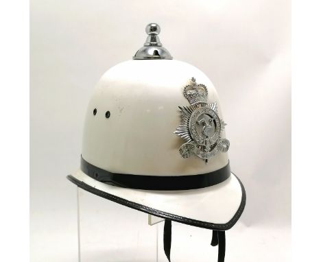 Isle of Man police force white helmet with black &amp; chrome details 