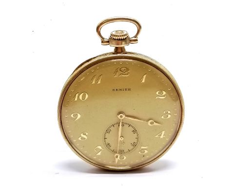 Zenith Art Deco 14ct gold open faced chronometer Grand Prix Paris 1900 pocket watch - 48mm case with engraved reverse and too