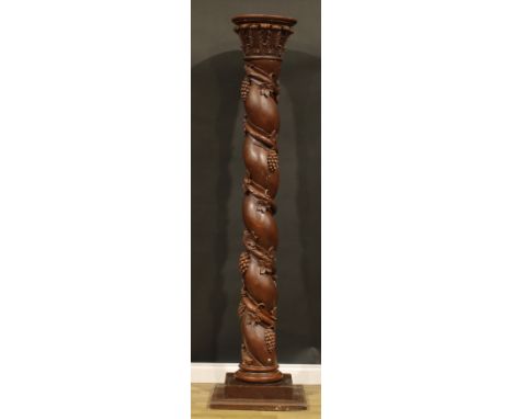 Interior Design - a substantial hardwood Solomonic column, acanthus capital, the helical pillar interwoven with fruiting vine