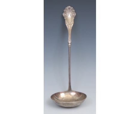 Tiffany &amp; Co - an American silver Corinthian pattern soup ladle, designed by John Polhamus of New York, 31cm long, c.1860