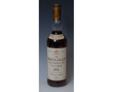 Whisky - The Macallan Single Highland Malt Scotch Whisky, distilled 1974, bottled 1992, 43% vol, 70cl, level above base of ne