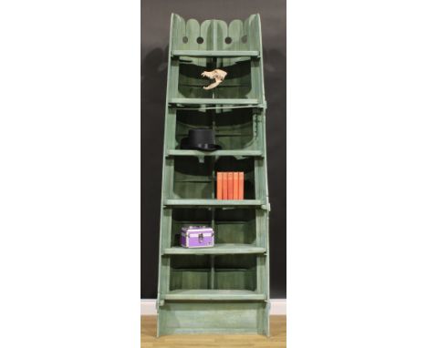Interior Decoration - an unusual bookcase, formed from a repurposed canoe, Achilles, 221cm high, 62cm wide, 35cm deep 