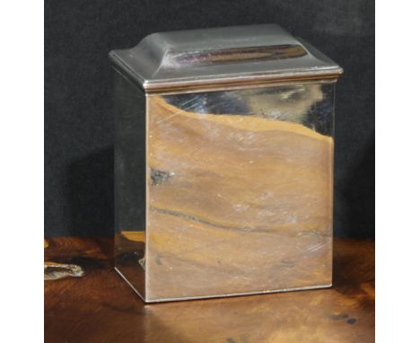 A George II silver rectangular tea caddy, quite plain, hinged domed cover, Edward Feline, London 1742, 240g 