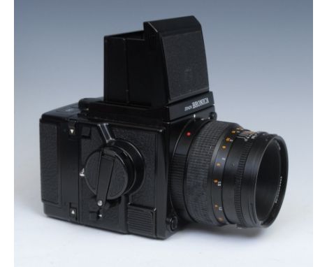 Photography: A Zenza Bronica GS-1 6x7 format SLR camera body, boxed; A Zenza Bronica Zenzanon-PG 100mm f3.5 lens, case, boxed