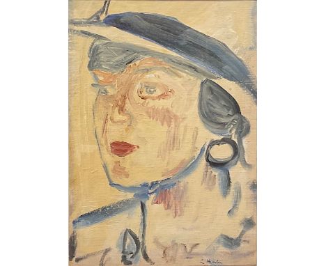 George Leslie Hunter (Scottish, 1879-1931)Portrait of a Young Woman,signed, oil on board, 35.5cm x 25cm 