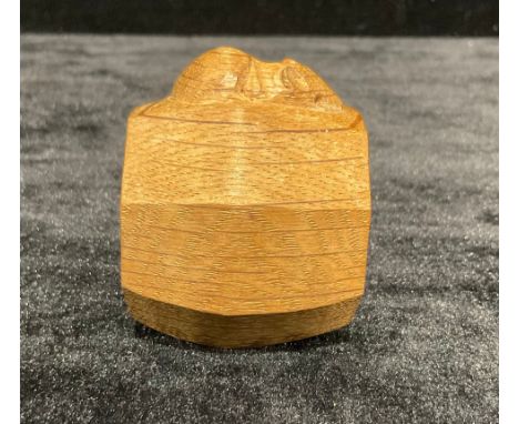 Robert Thompson, Mouseman of Kilburn - an octagonal napkin ring, adzed overall, carved mouse signature, 5cm long 