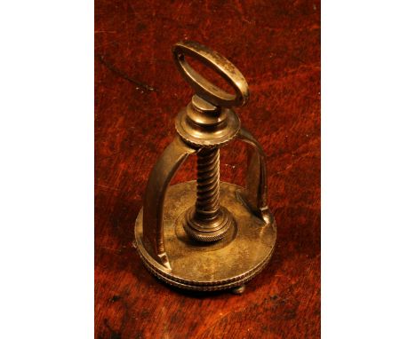 Nutcrackers - a Victorian silver plated screw-action table top nut cracker, bun feet, 9cm high, registration lozenge, Henry W