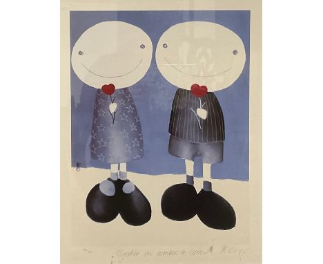 Mackenzie Thorpe (Bn.1956), by and after, Together in Winters to Come, limited edition print, 582/850, blind stamp, signed in