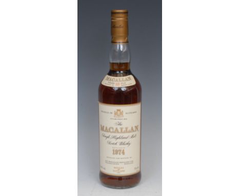 Whisky - The Macallan Single Highland Malt Scotch Whisky, distilled 1974, bottled 1992, 43% vol, 70cl, level above base of ne