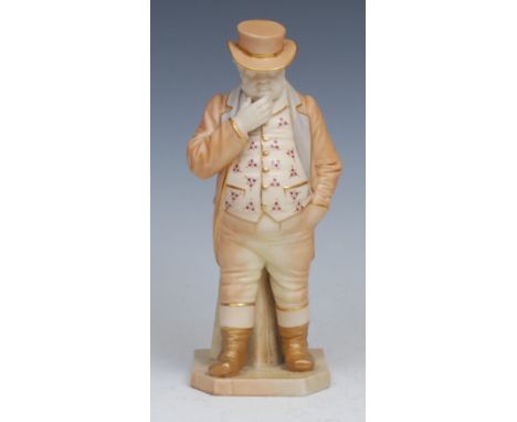 A Royal Worcester figure, after James Hadley, John Bull, from the Countries of the World Series, painted in blush ivory and g