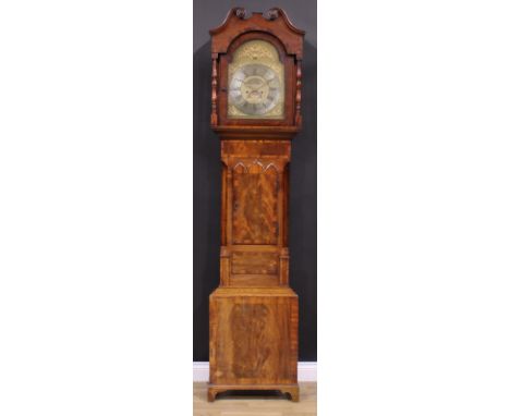 A 19th century mahogany longcase clock, 34cm arched brass dial inscribed Thomas Glazebrook, Mansfield, Roman and subsidiary A