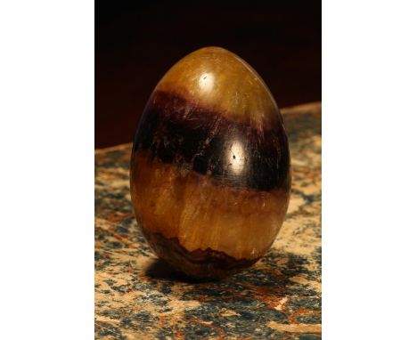 A 19th century Derbyshire Blue  John egg shaped specimen or paperweight, 5.5cm long 