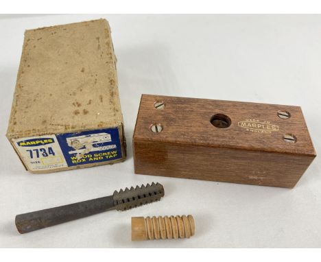 A vintage W. Marples &amp; Sons No. 7734 Wood screw box and tap. In excellent light used condition. Complete with original bo