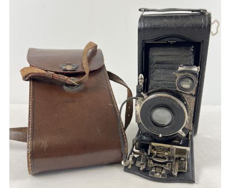 An antique Kodak 3A Autographic Special Model B bellows camera, with original brown leather case. 