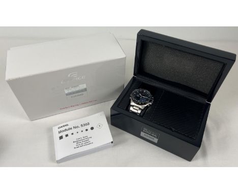 A limited edition boxed Red Bull Racing Casio Ediface 5303 ERA-200RB mens wristwatch with stainless steel case and strap. Bla