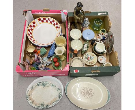 2 boxes of assorted antique and vintage ceramics and ornaments. To include Royal Doulton 'Desert Star' serving plate, Sylvac 