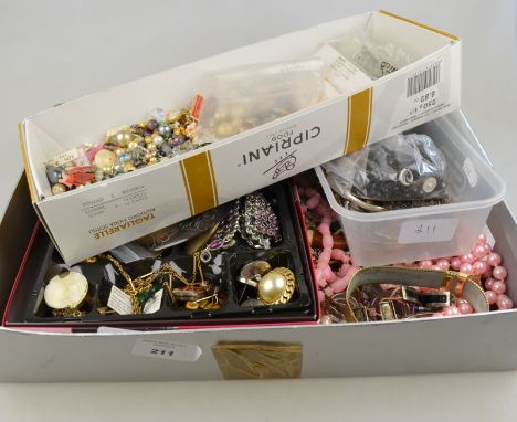 A large collection of vintage jewellery and beads including earrings, necklaces, brooches etc