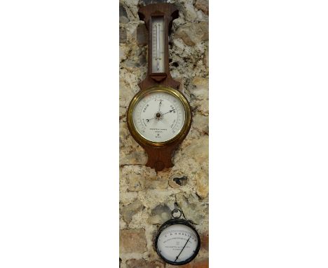 A 1940s Negretti and Zambra barometer, 13 cm dial, R/9177 with thermometer, to/w Negretti & Zambra humidity meter, 10 cm dial