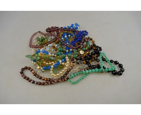 Collection of vintage beads and necklaces including aurora crystal, imitation pearls etc
