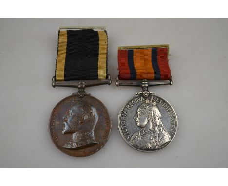 Victorian medal pair to St John Ambulance nurse - Queen's South Africa medal (2nd type ghost dates) to 1408 Ordly. R. Grace S